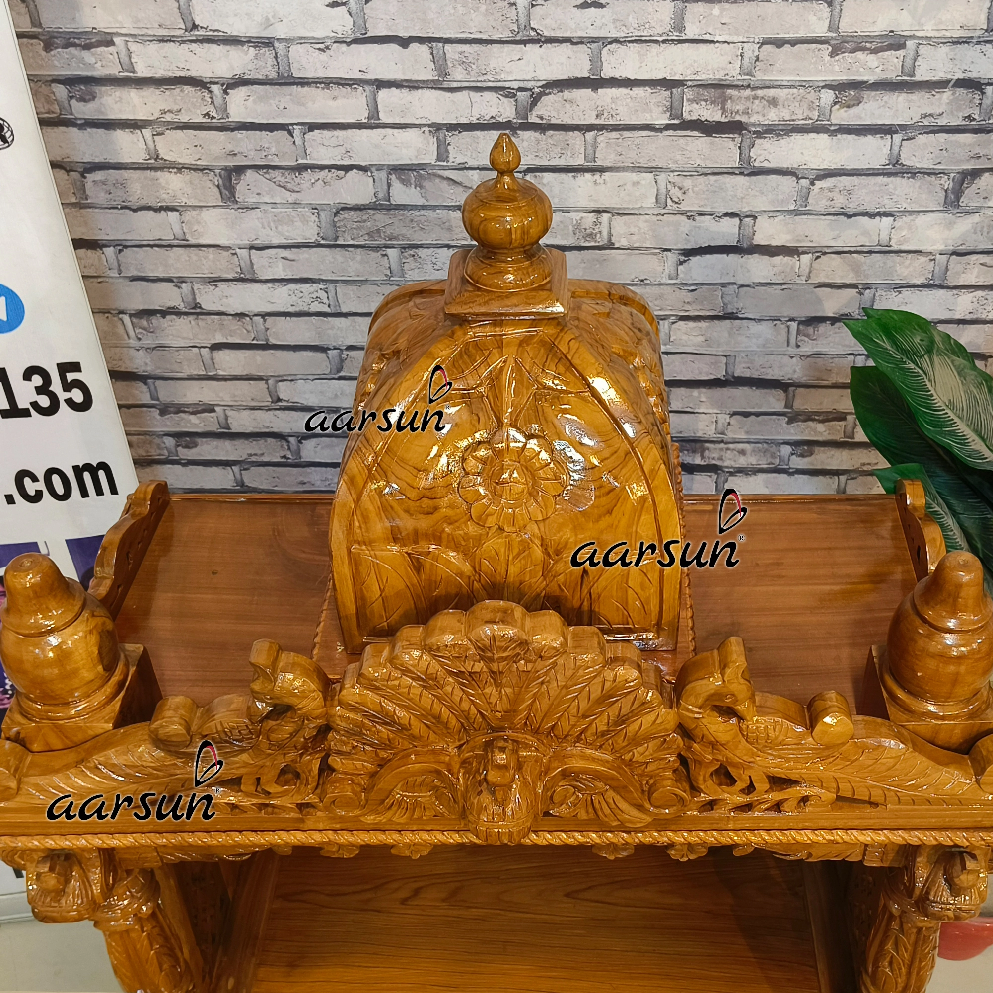 Latest Peacock Design Wooden Temple View 7