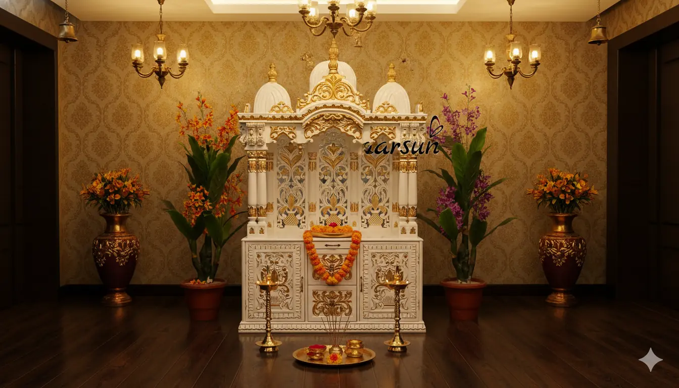 Luxurious White Temple in Teak