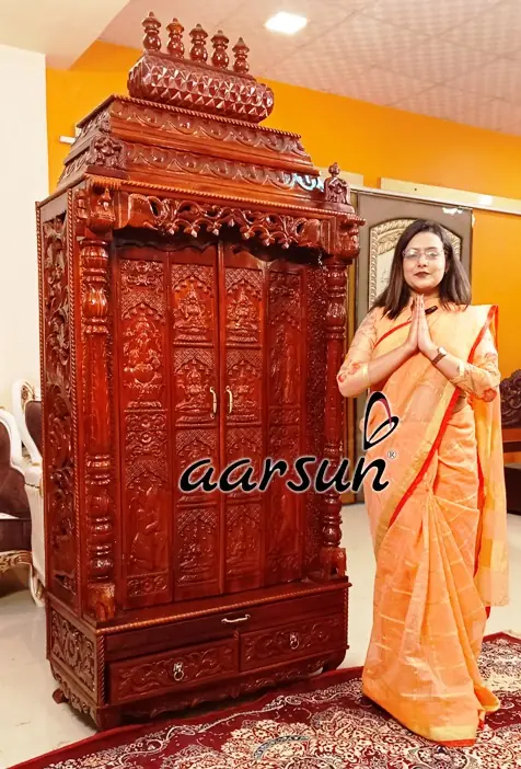 Maha Laxmi Eight Forms on Door Wooden temple for home View 2