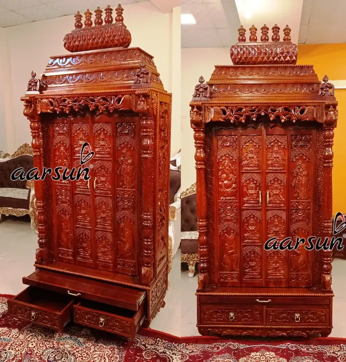 Maha Laxmi Eight Forms on Door Wooden temple for home View 3