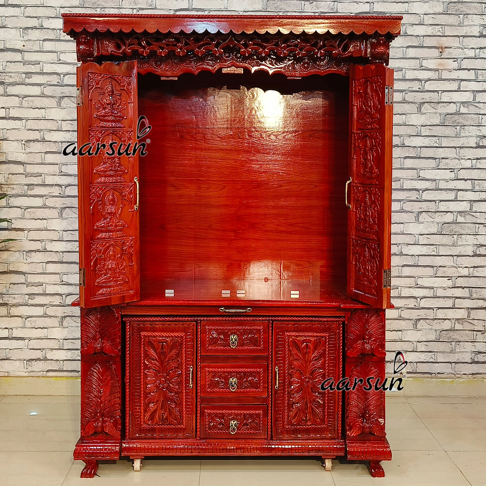 Mahalakshmi ji Mandir With Slideable Storage View 3