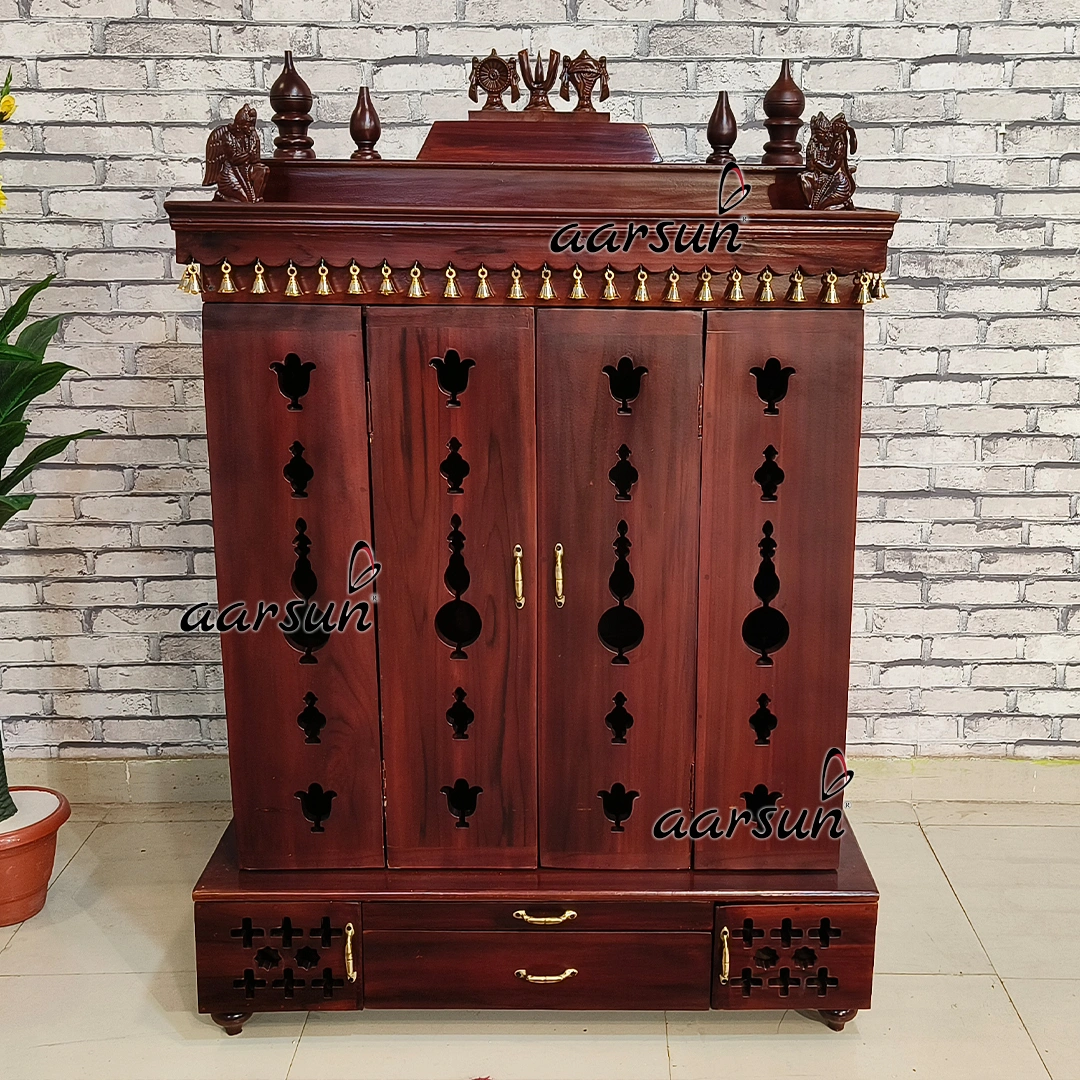 Mandir with Space-Saving 2D Design Foldable Doors View 3