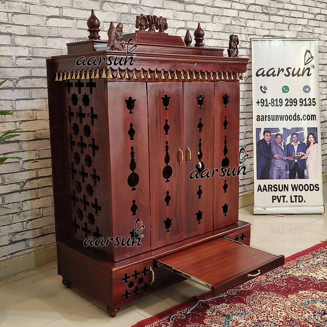 Mandir with Space-Saving 2D Design Foldable Doors View 5