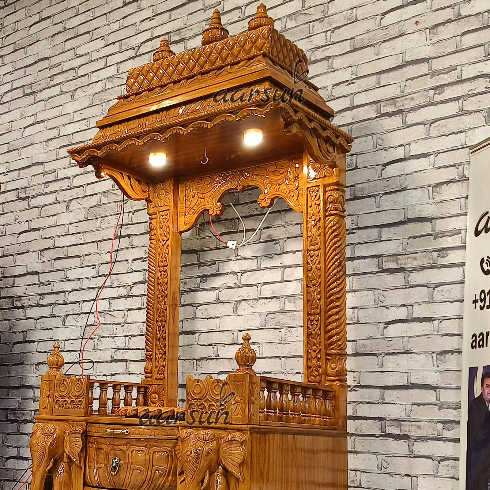 Open Sanctum With Led Shrine And Traditional Carvings View 8