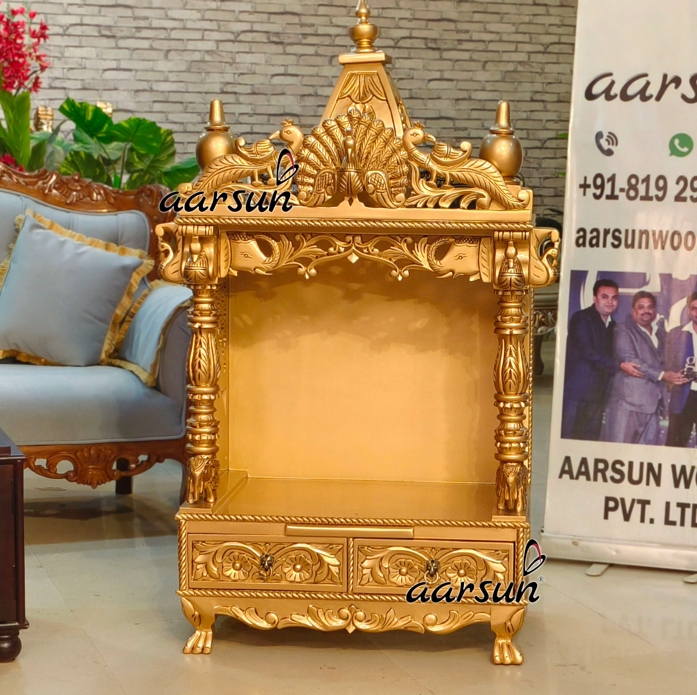 Open Temple Design, Pooja Mandir with Video View 3