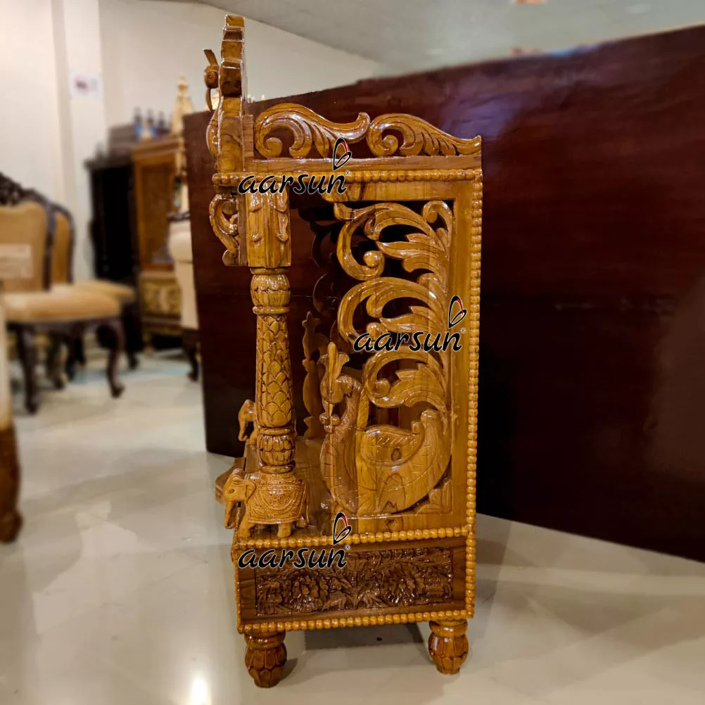 Peacock Design Mandir in Natural Finish MNDR-0045 View 2