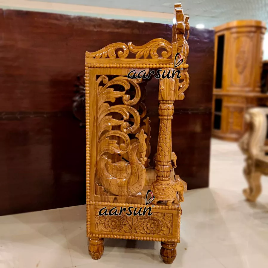 Peacock Design Mandir in Natural Finish MNDR-0045 View 3