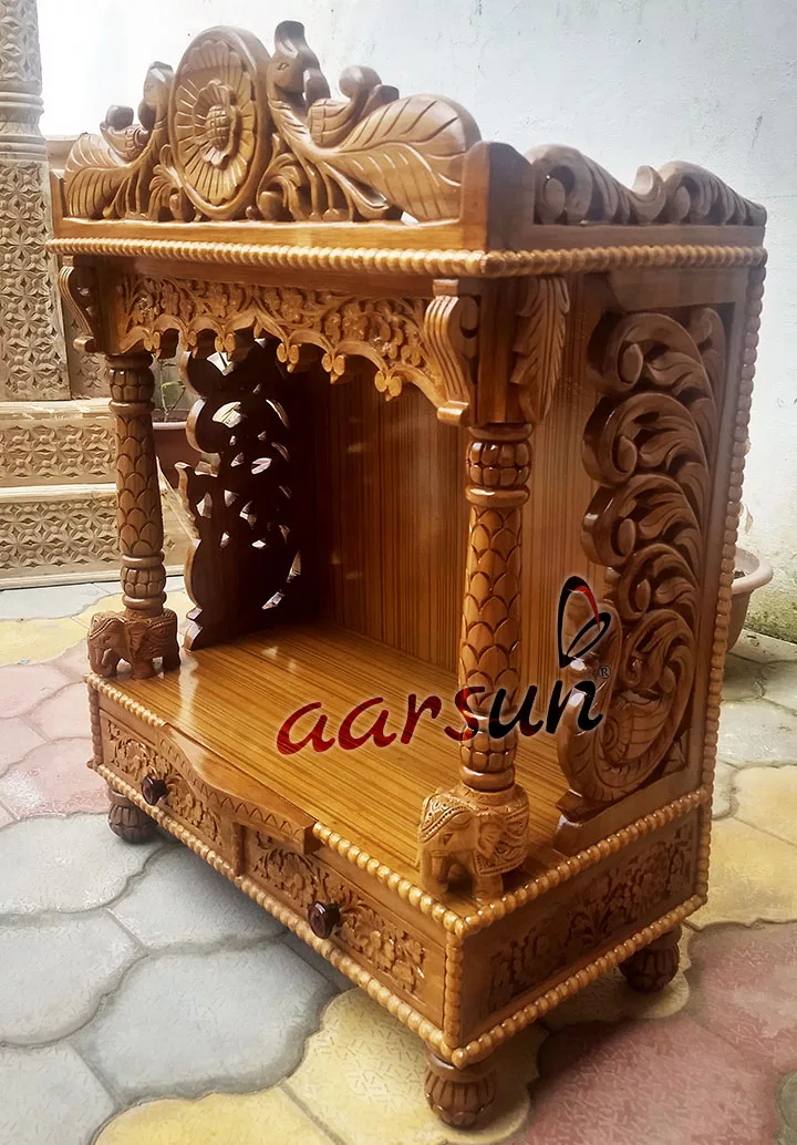 Peacock Design Wooden Mandir YT-199 View 4