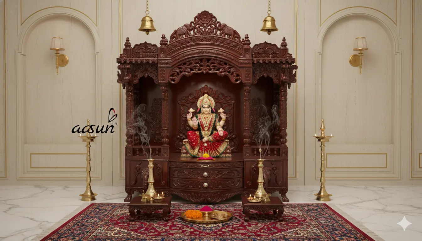 Beautiful Pooja Mandir in Teak Wood YT-590A