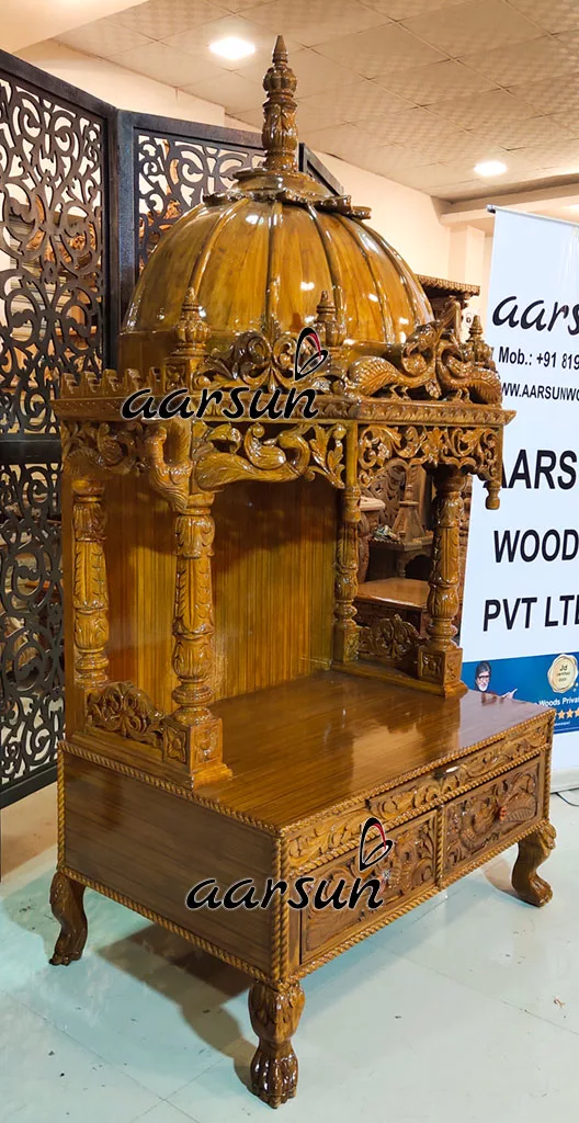Beautifully Handcrafted Prayer Unit in Teak Wood & High Gloss Finish YT-390 View 3