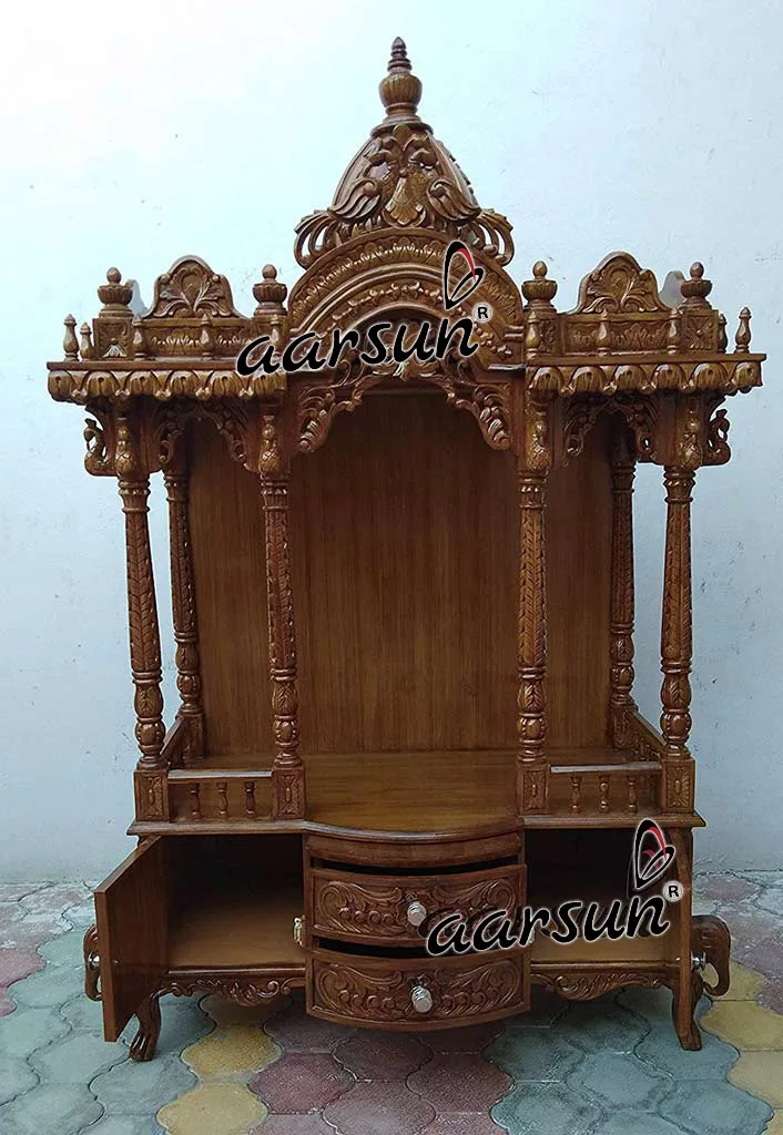 Prayer Unit Pooja Cabinet - Teak YT-81 View 2