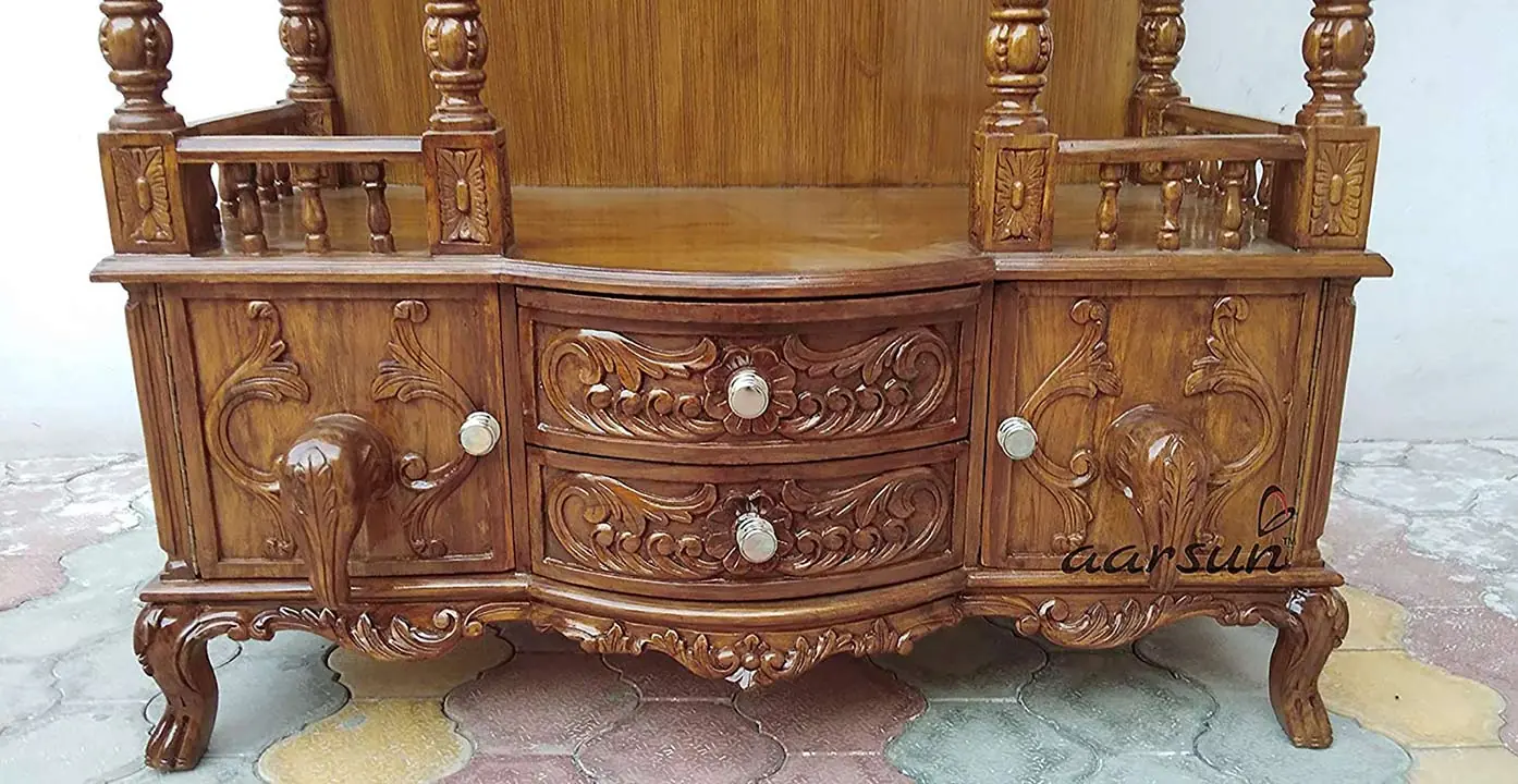 Prayer Unit Pooja Cabinet - Teak YT-81 View 4
