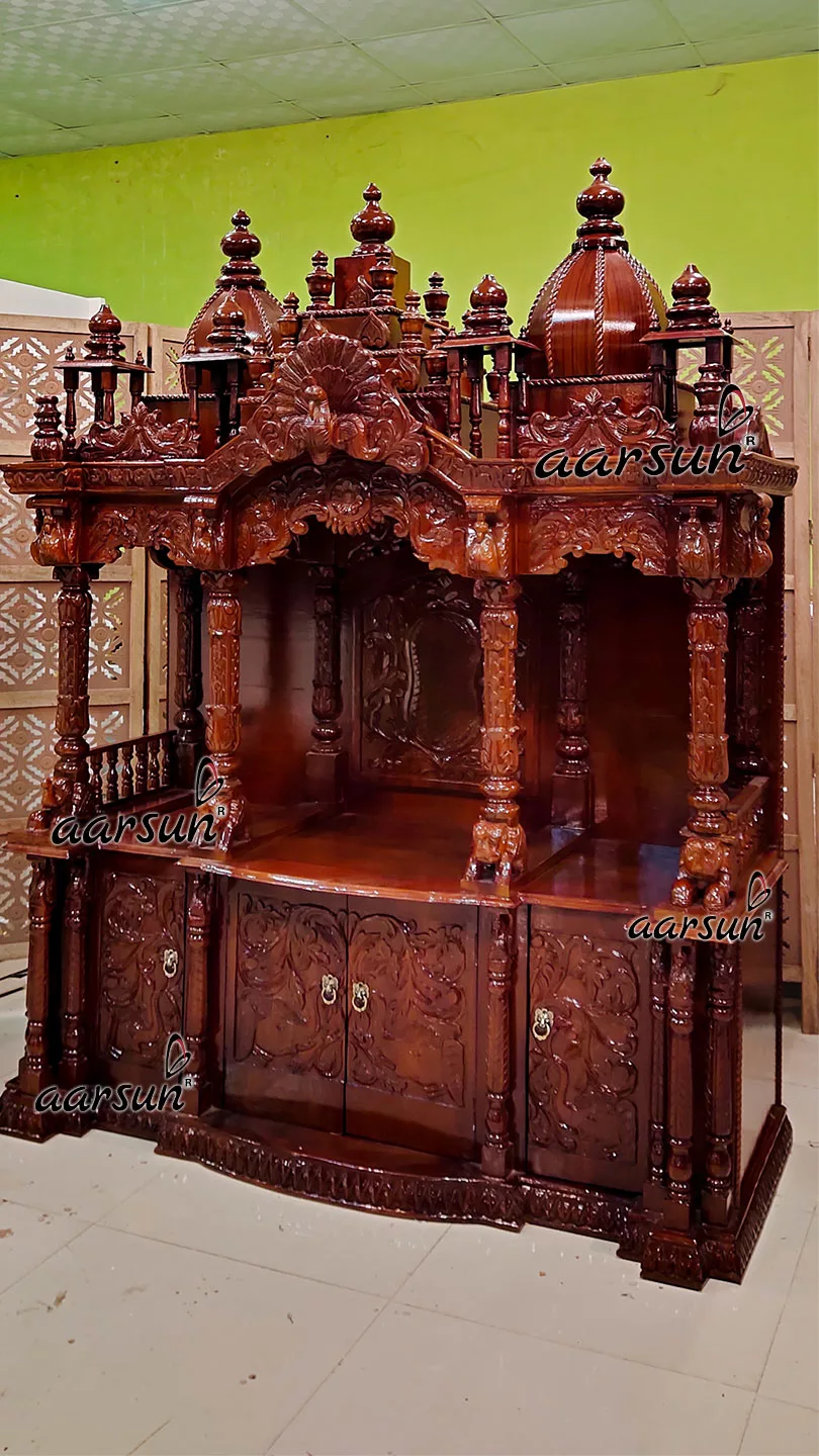 ISKCON Style Pooja Mandir in Teak YT-579 View 2