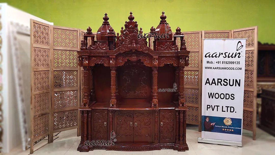 ISKCON Style Pooja Mandir in Teak YT-579