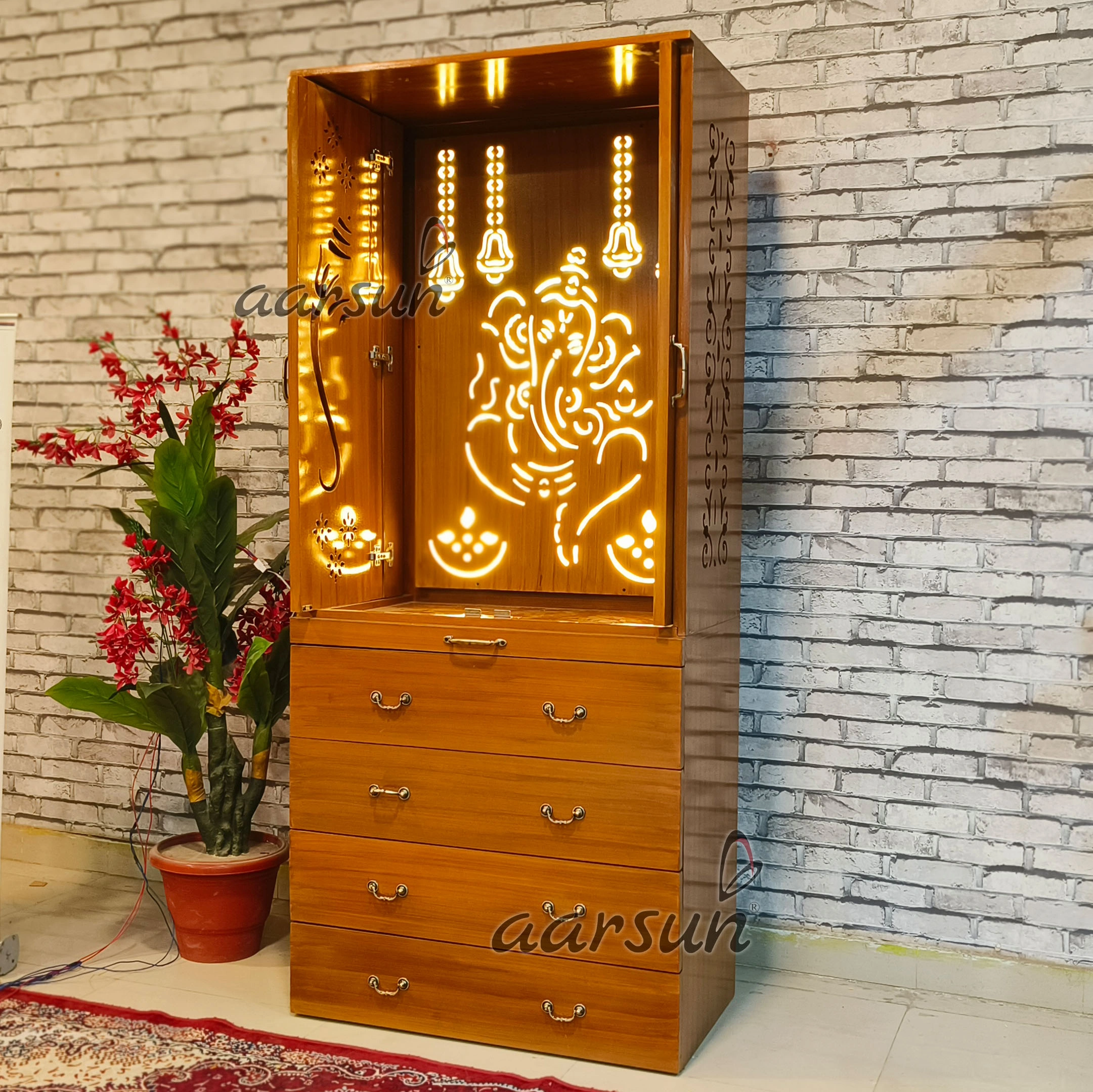 Space-Saving Modern Pocket Door Temple Design View 3