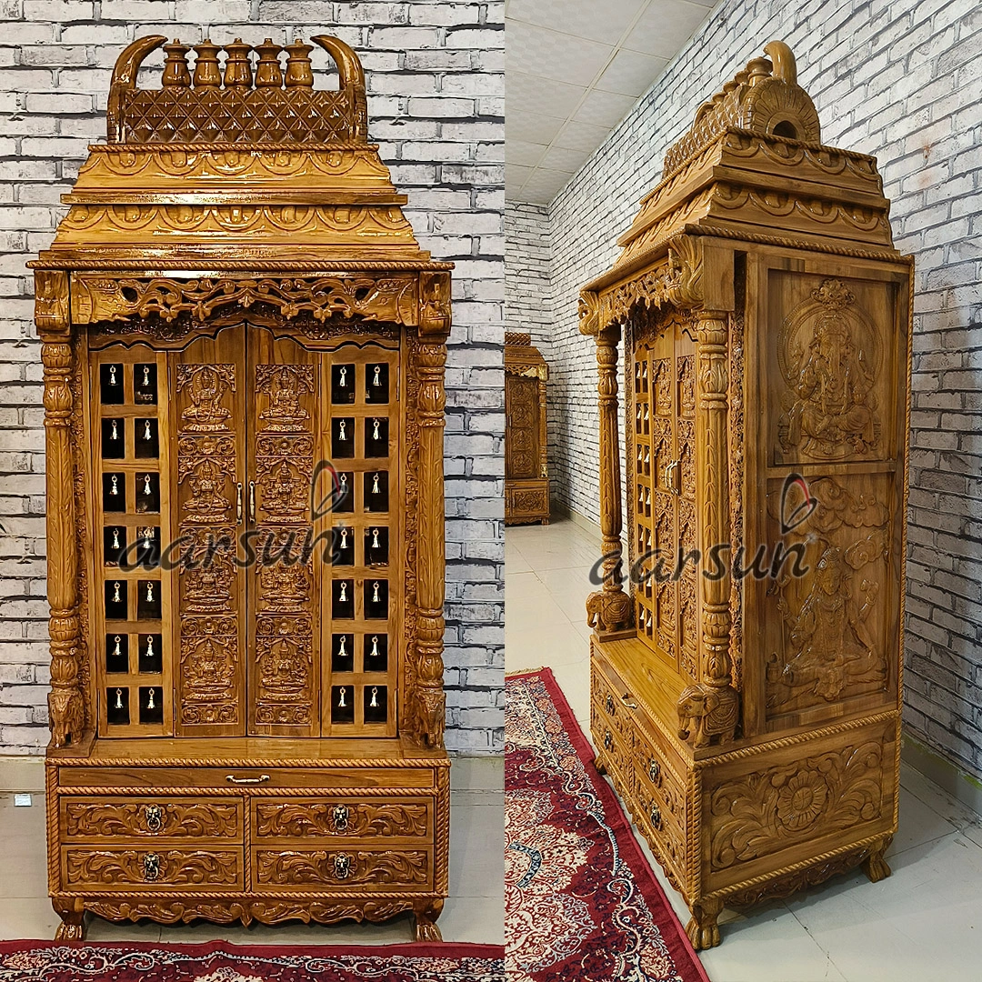 Tamil Mandir Design With Deities and Tamil OM View 2