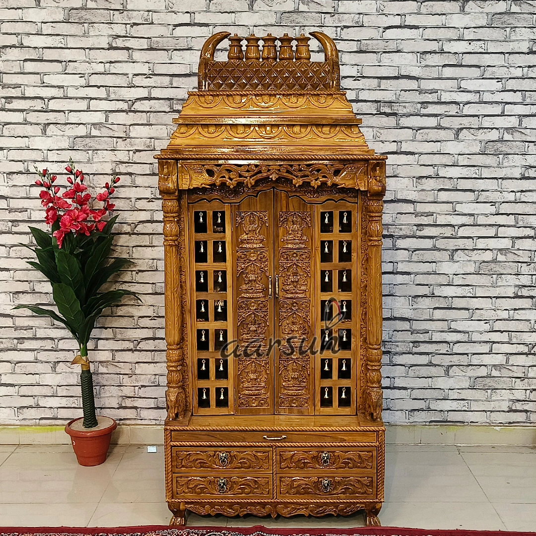 Tamil Mandir Design With Deities and Tamil OM View 4