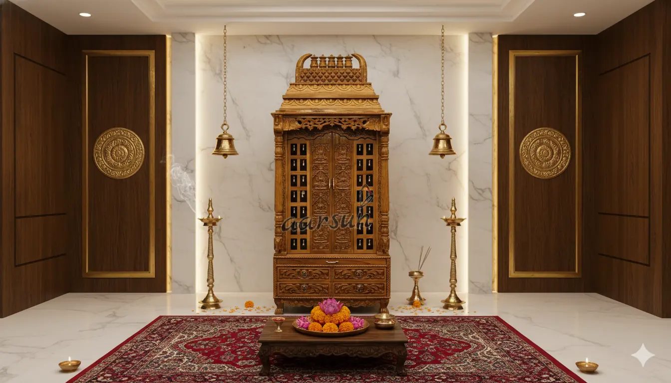 Tamil Mandir Design With Deities and Tamil OM