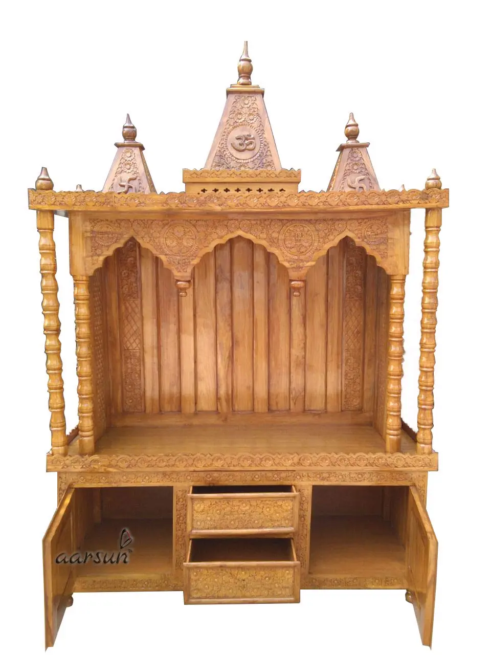 Handcrafted Teak Wood Temple Mandir View 2