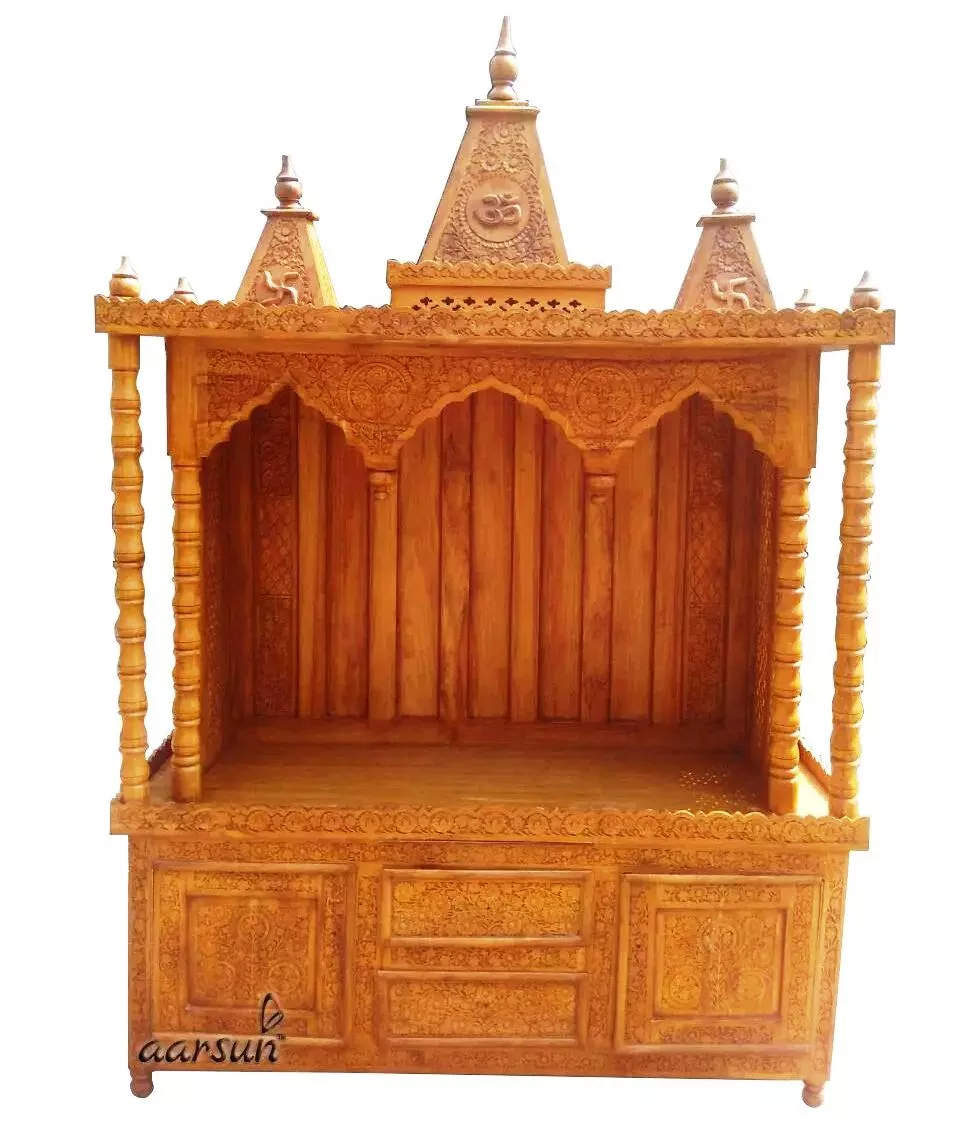 Handcrafted Teak Wood Temple Mandir View 3