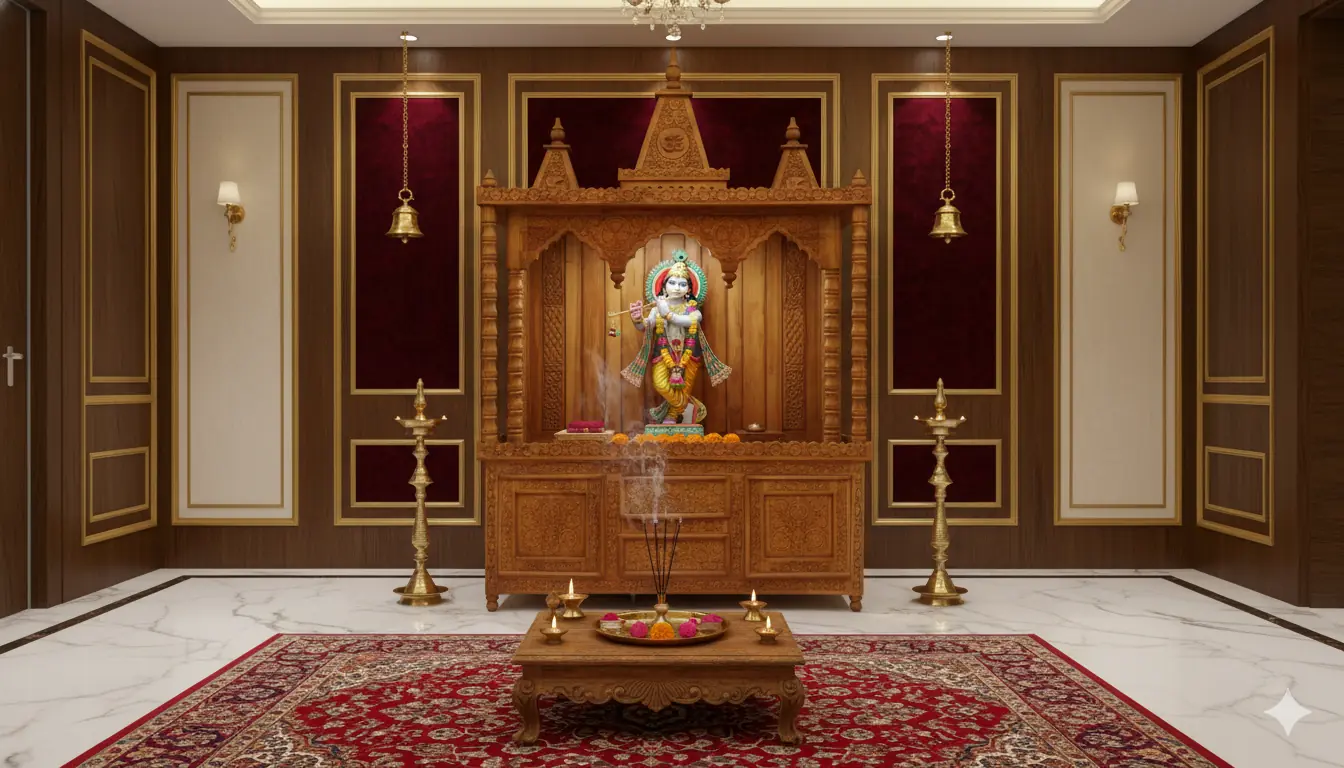 Handcrafted Teak Wood Temple Mandir