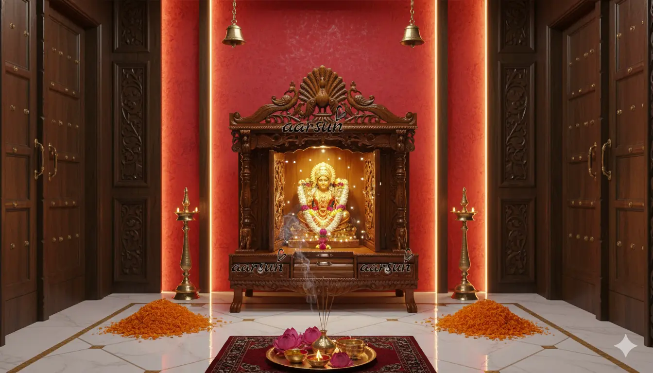 Peacock Temple Teak Wood With Door YT-289