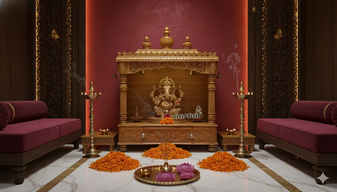 Teak Wood Pooja Mandir YT-41