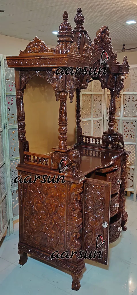 Teak Wood Walnut Finish Temple | Pooja Ghar YT-391 View 3