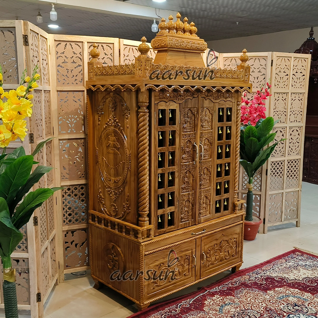 Traditional South Indian Mandir with Intricate Hand Carving View 2