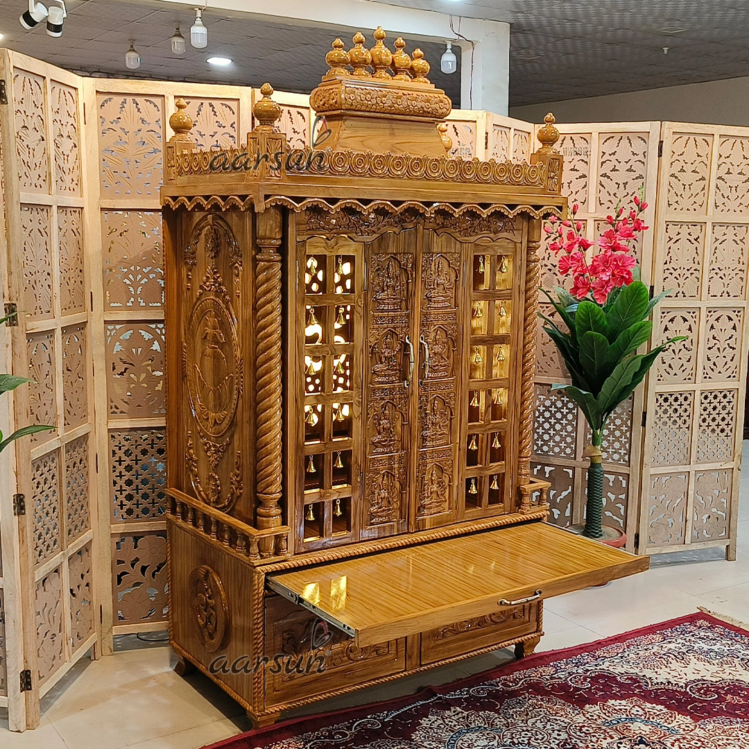 Traditional South Indian Mandir with Intricate Hand Carving View 6
