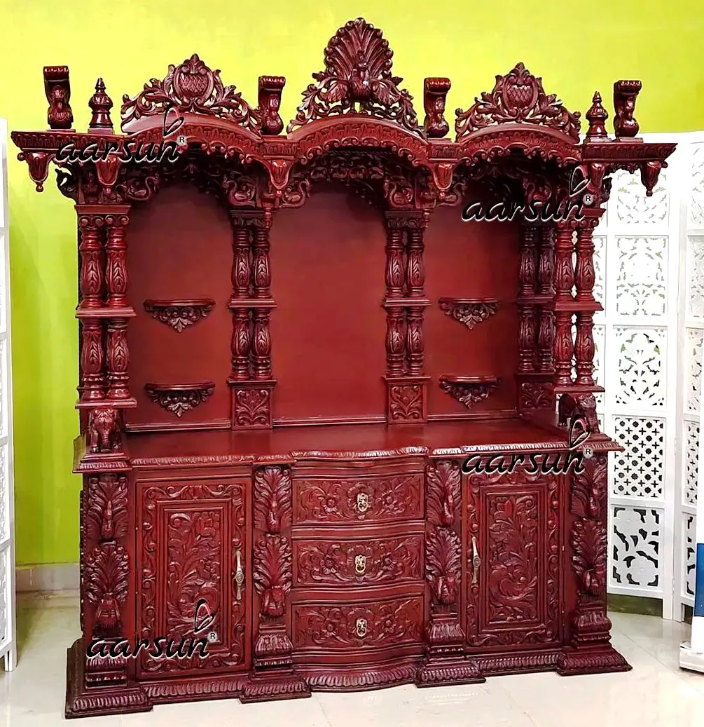 International design Puja Mandir in Matte Walnut Finish YT-545 View 5