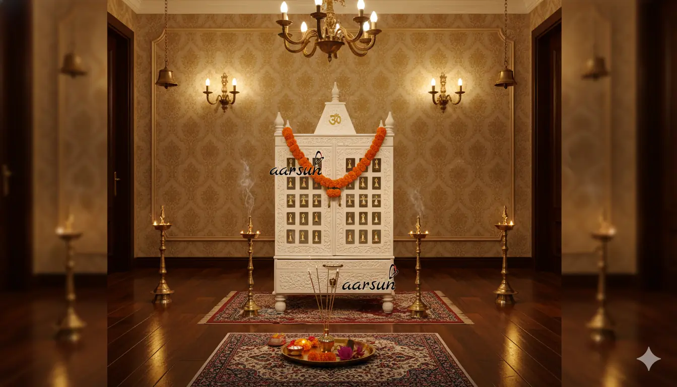 White Luxurious Teak Wood Temple