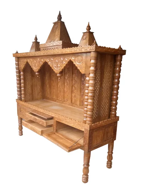 Wood Mandir in Teak Wood for Home MNDR-0129 View 2