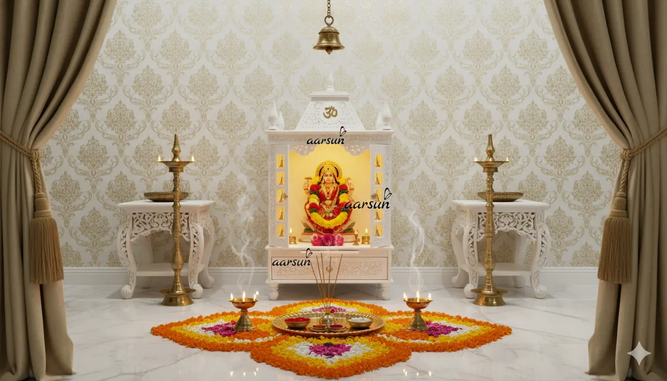 Small Mandir with Door & Bells