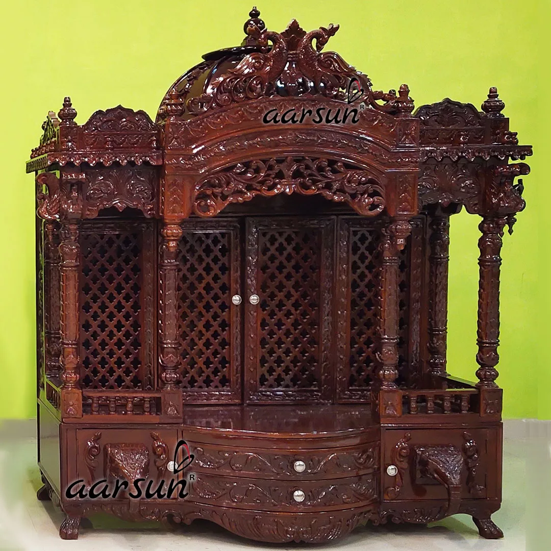 Wooden Handcrafted Mandir Design YT-590B View 2