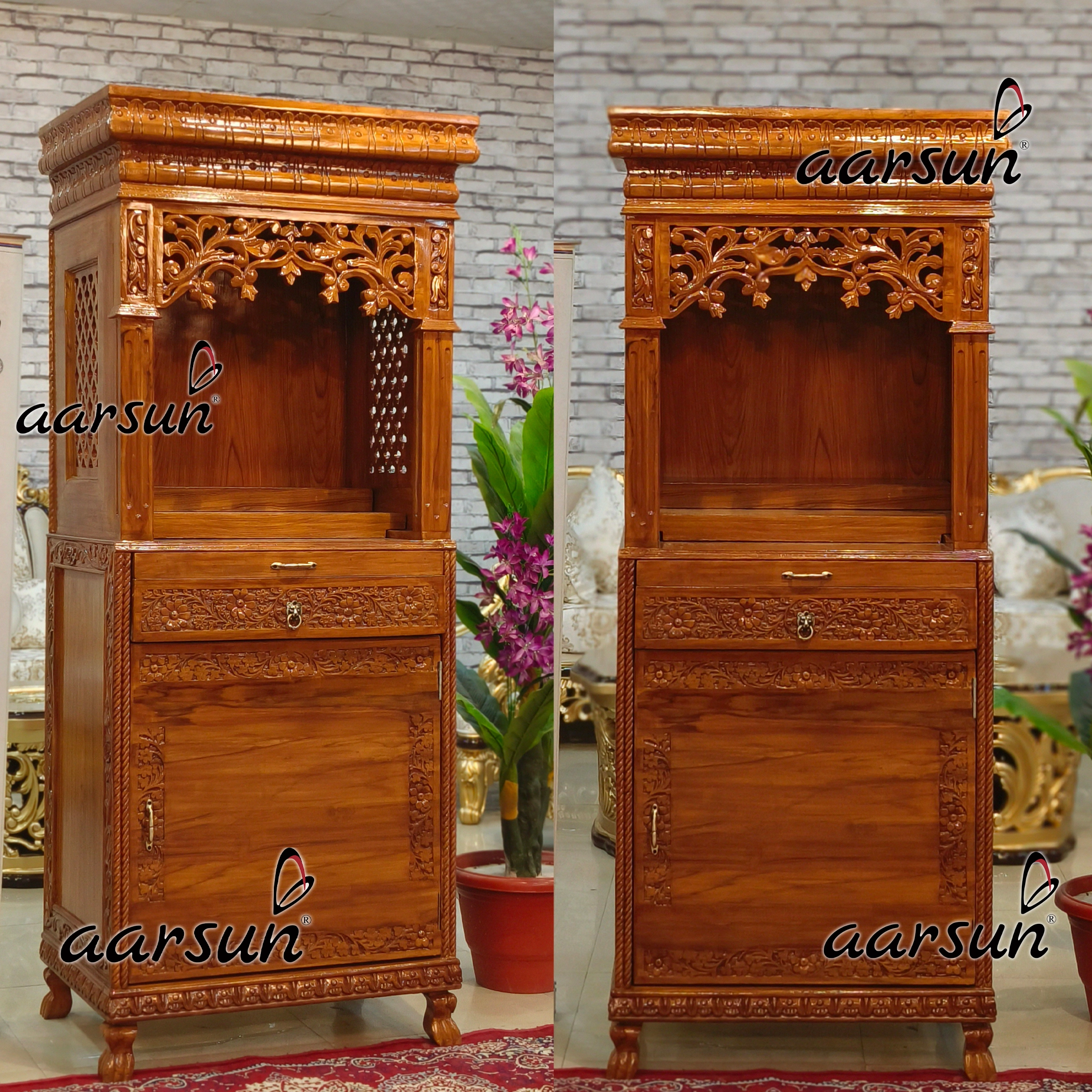 Wooden Handcrafted Temple in Teak Wood View 6
