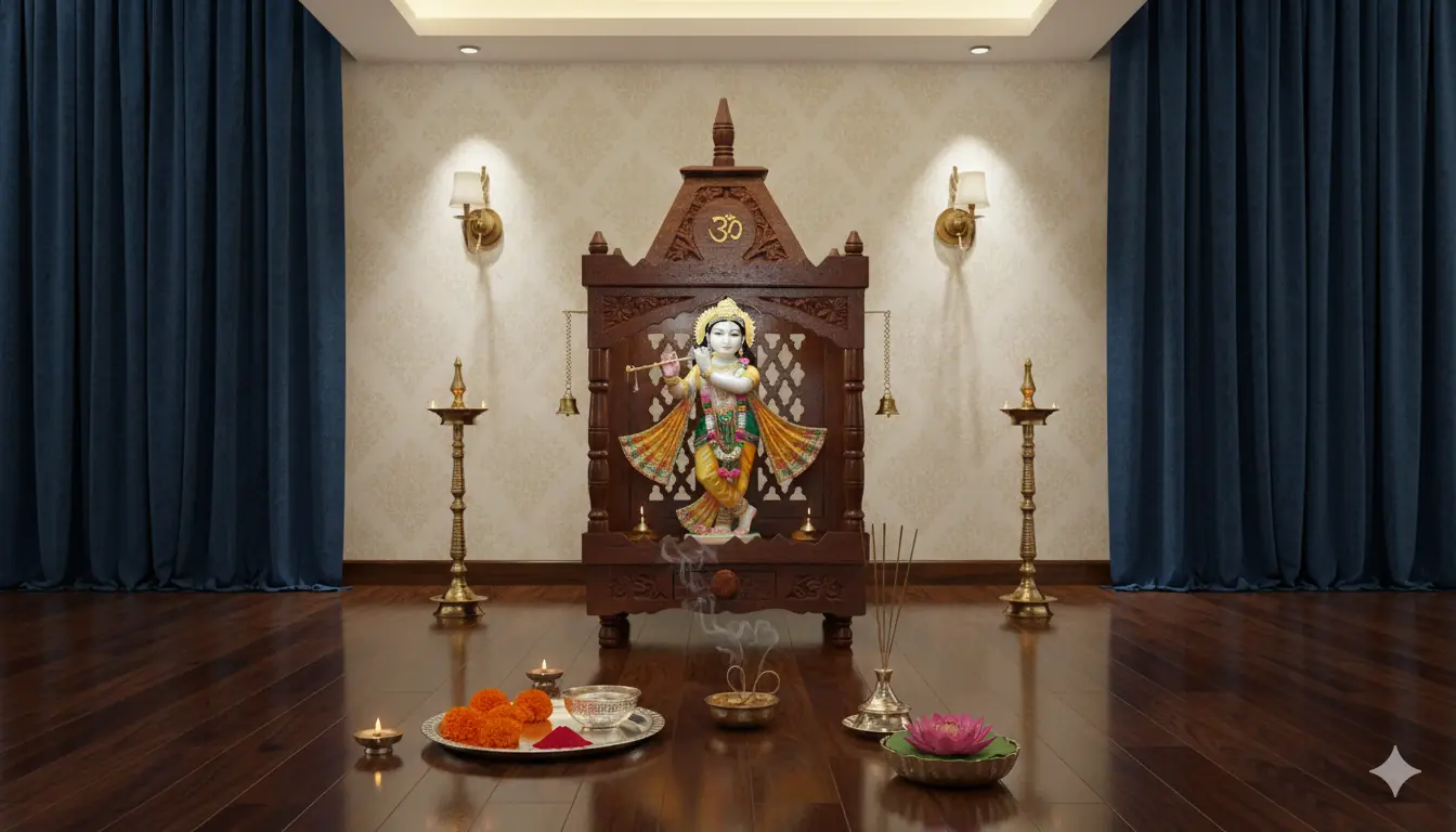 Wooden Mandir in Mango Wood MNDR-Z5A