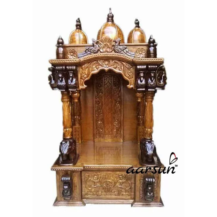 Wooden Mandir in Teak Wood MNDR-0686 View 3