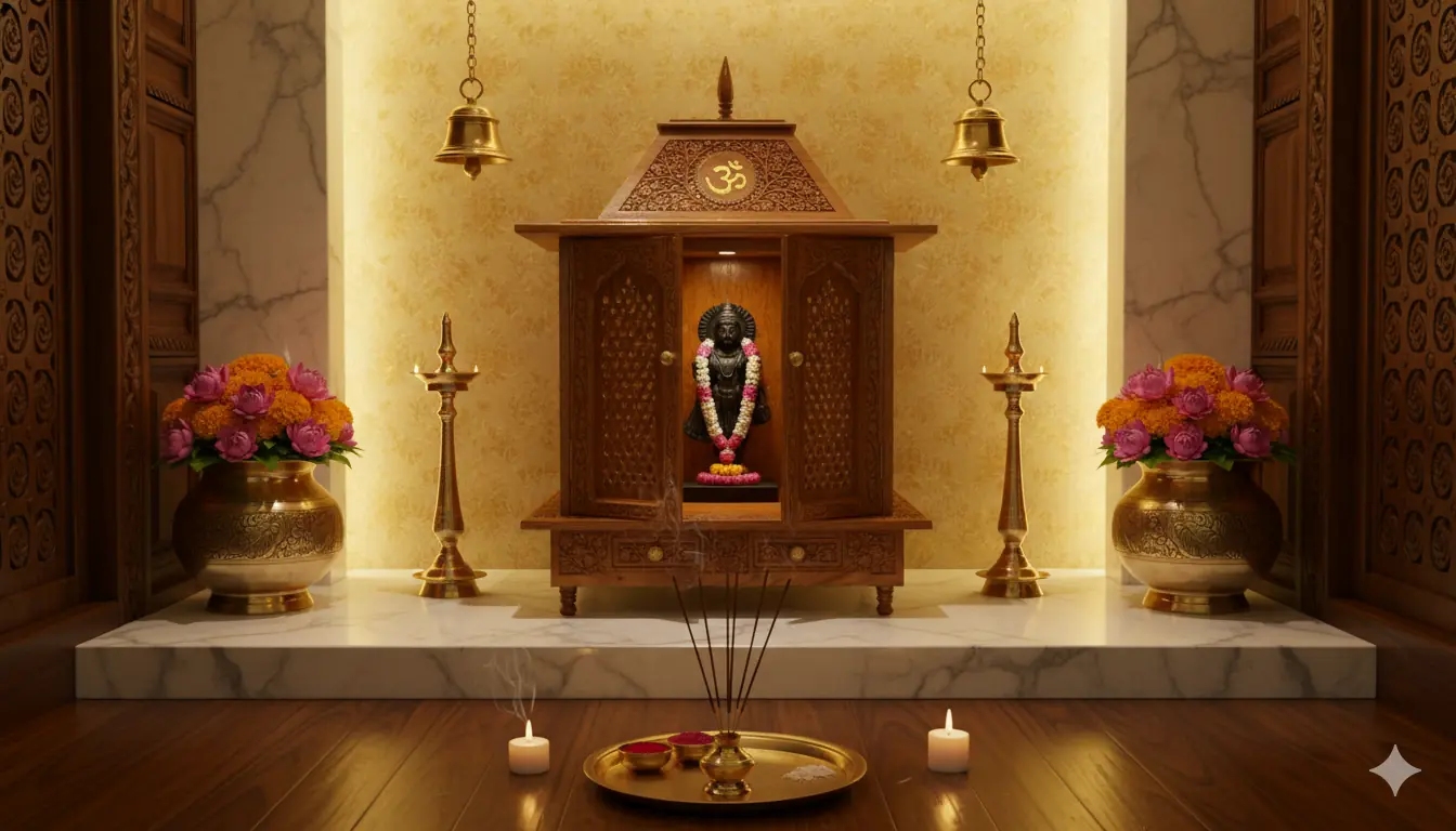 Wooden Pooja Cabinet / Temple MNDR-0002