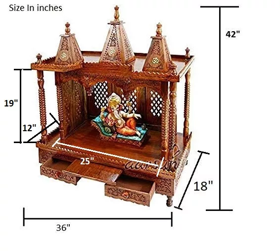 Wooden Pooja Mandir - Fully Folding MNDR-7255 View 2