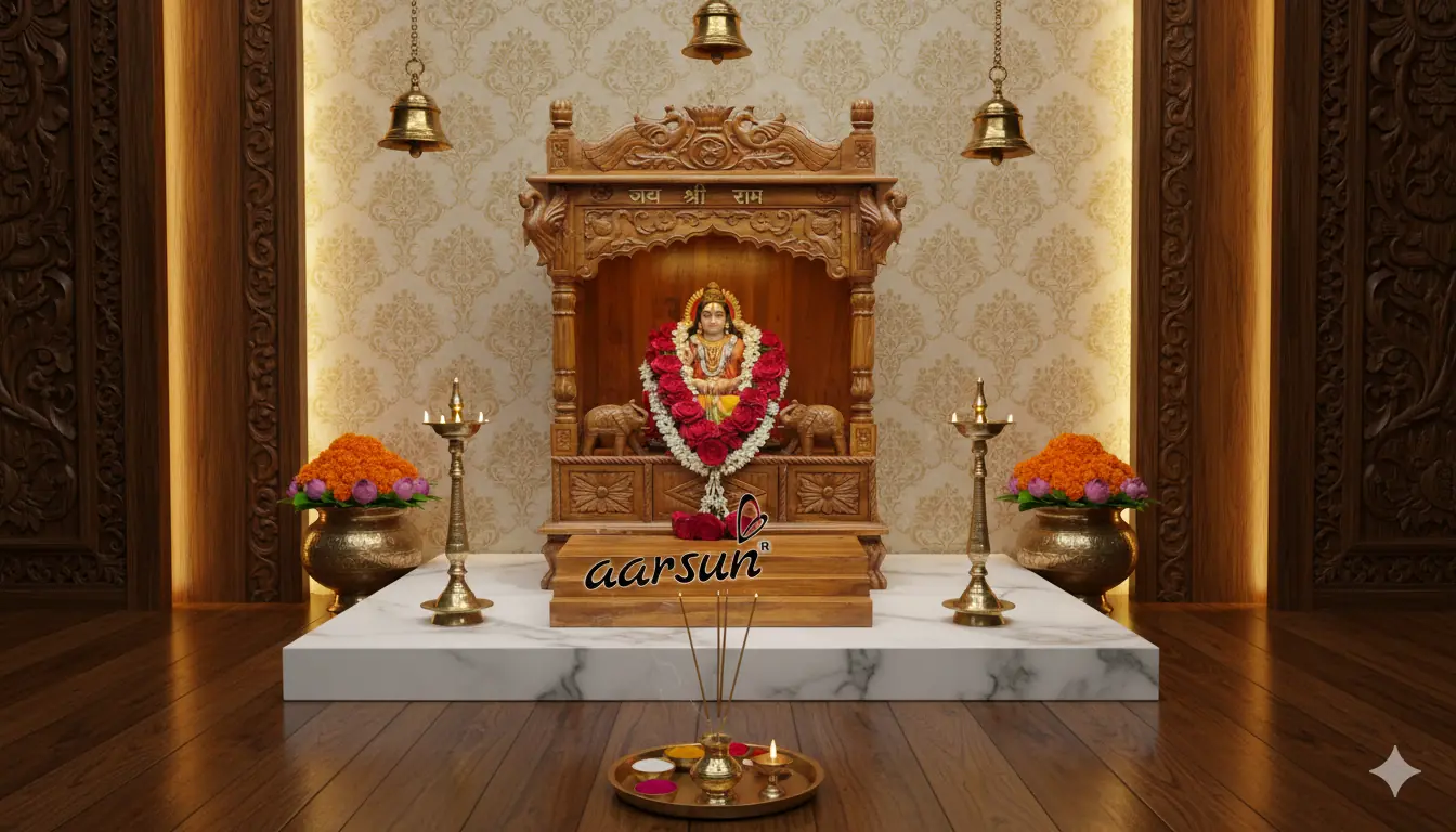 Wooden Puja Temple MNDR-2039