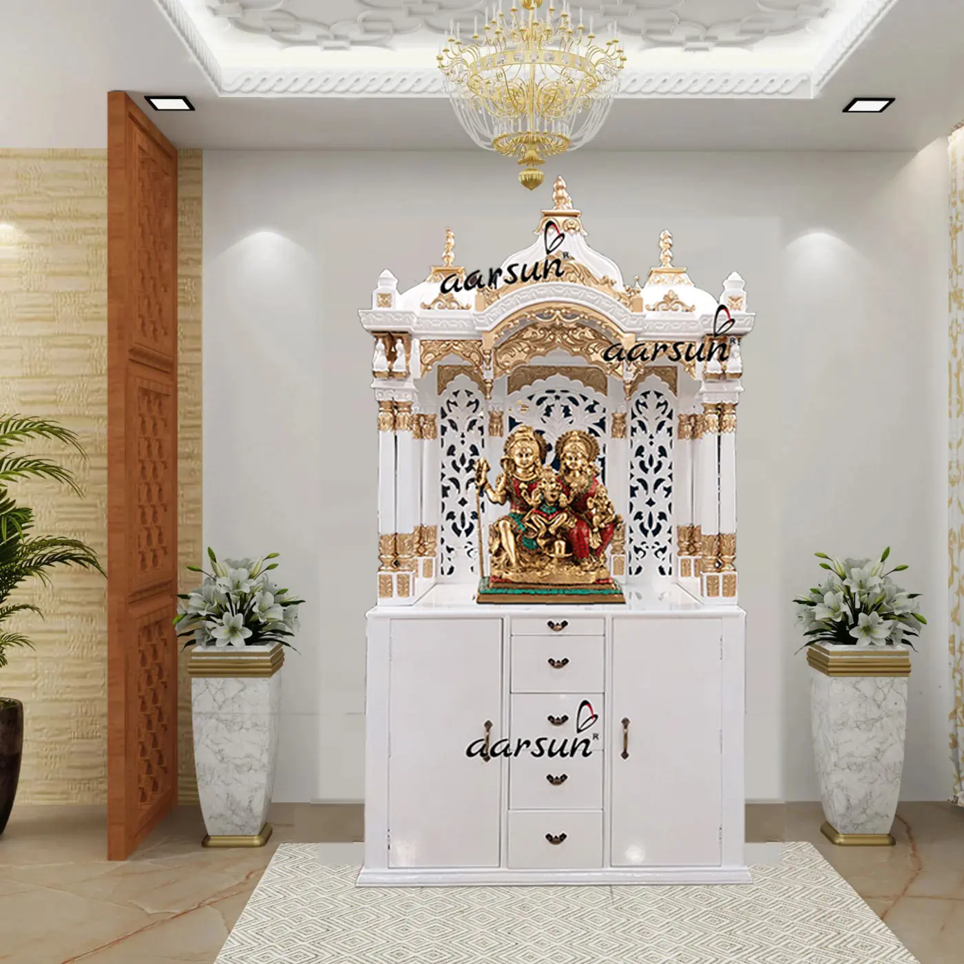 Wooden Shiva Temple Design for Home with Video View 2