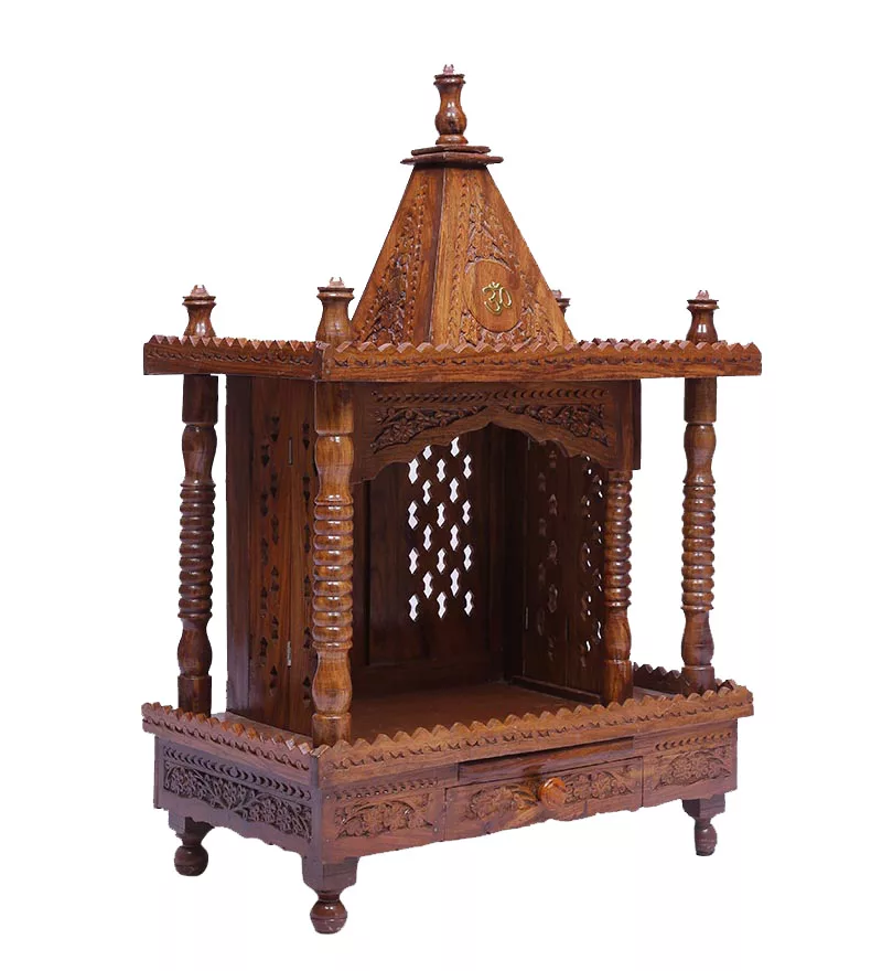 Small Size Pooja Temple in Sheesham Wood MNDR-7281 View 2