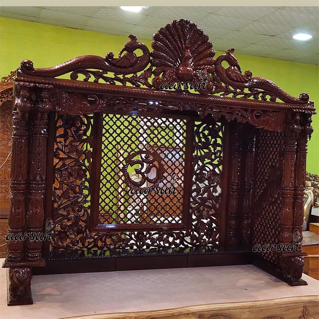 Wooden Temple Pooja Ghar with Open Base for Table top YT-489 View 3