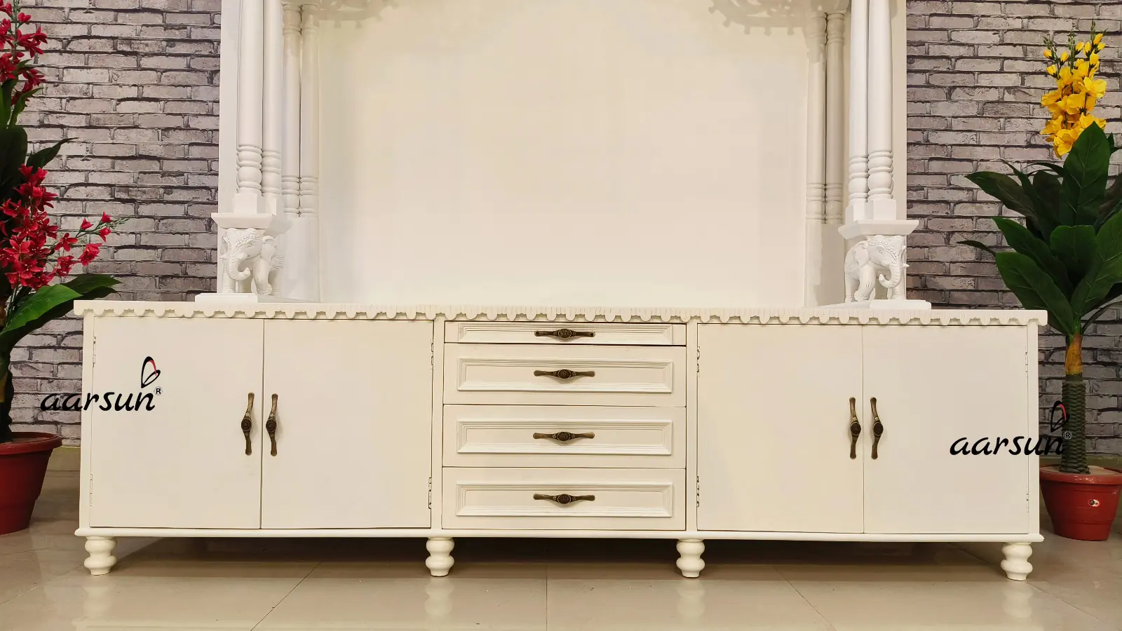 Wooden White Temple with Satin Paint NT-025 View 2