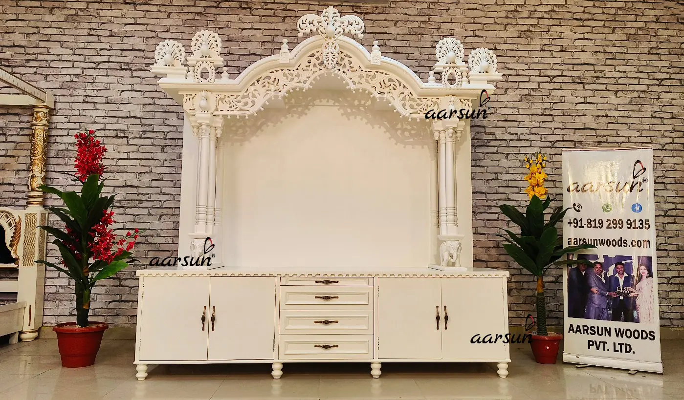 Wooden White Temple with Satin Paint NT-025 View 6